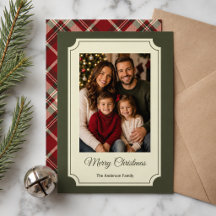 Photo de Noël à carreaux Tartan Vert