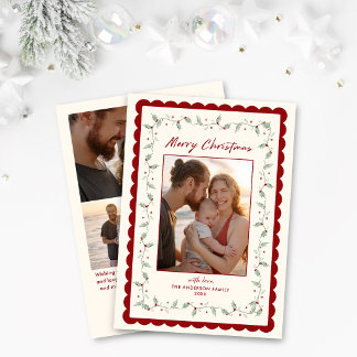 Cartes Pour Fêtes Annuelles Photo de Noël à quatre lobes