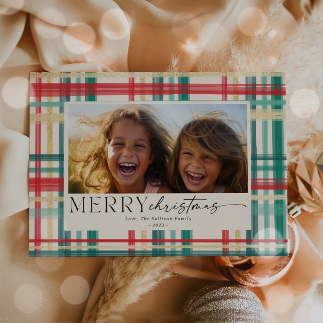 Cartes Pour Fêtes Annuelles Photo de Noël aquarelle moderne (Créateur téléchargé)
