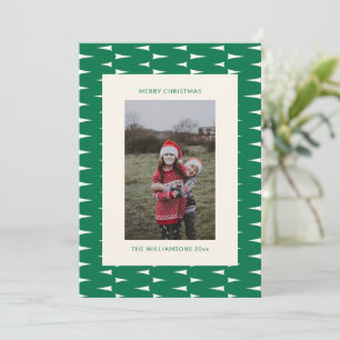 Cartes Pour Fêtes Annuelles Photo de Noël aux lignes ondulées vertes rétro fes