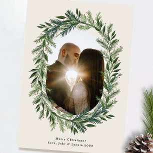 Cartes Pour Fêtes Annuelles Photo de Noël avec cadre en pin classique