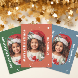 Cartes Pour Fêtes Annuelles Photo de Noël avec flocon de neige et gui