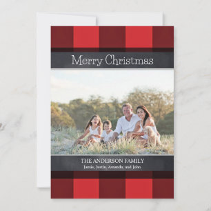 Cartes Pour Fêtes Annuelles Photo de Noël avec motif carreaux de Buffalo et ta