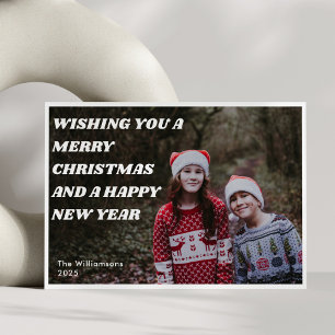 Cartes Pour Fêtes Annuelles Photo de Noël avec superposition de texte blanc ré