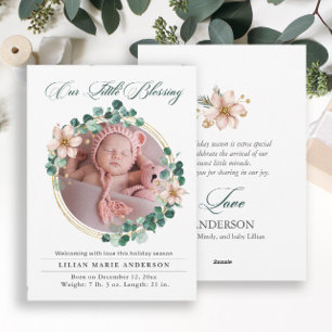 Cartes Pour Fêtes Annuelles Photo de Noël Bébé Eucalyptus Poinsettia