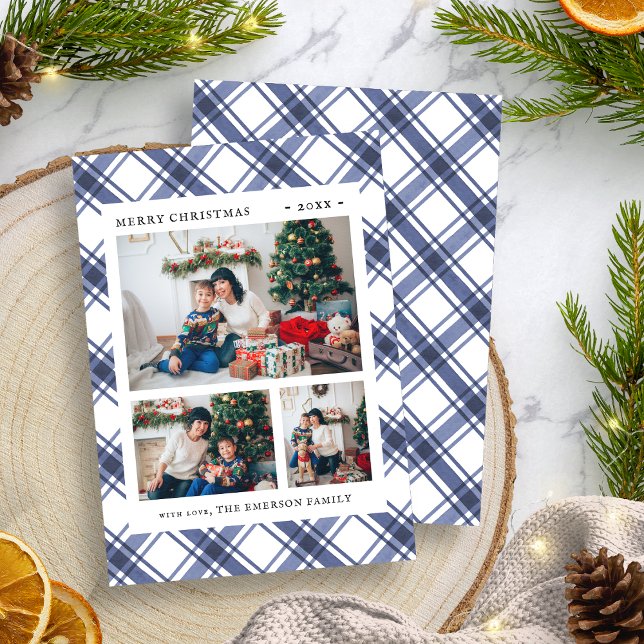 Cartes Pour Fêtes Annuelles Photo de Noël bleu (Christmas Photo Blue Holiday Card
)