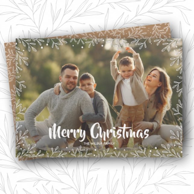 Cartes Pour Fêtes Annuelles Photo de Noël botanique blanche (Créateur téléchargé)