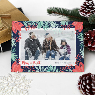 Cartes Pour Fêtes Annuelles Photo de Noël Botanique Deer Flat Holiday Card