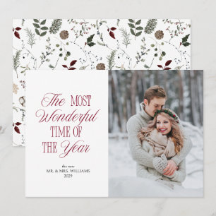 Cartes Pour Fêtes Annuelles Photo de Noël botanique élégant des jeunes mariés