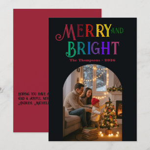 Cartes Pour Fêtes Annuelles Photo de Noël coloré Merry & Bright