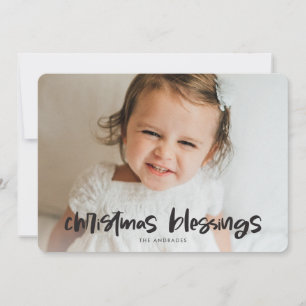 Cartes Pour Fêtes Annuelles Photo de Noël Cuisine Famille Bleue Double Face Pl