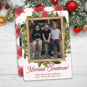 Cartes Pour Fêtes Annuelles Photo de Noël de Buffalo Rouge moderne