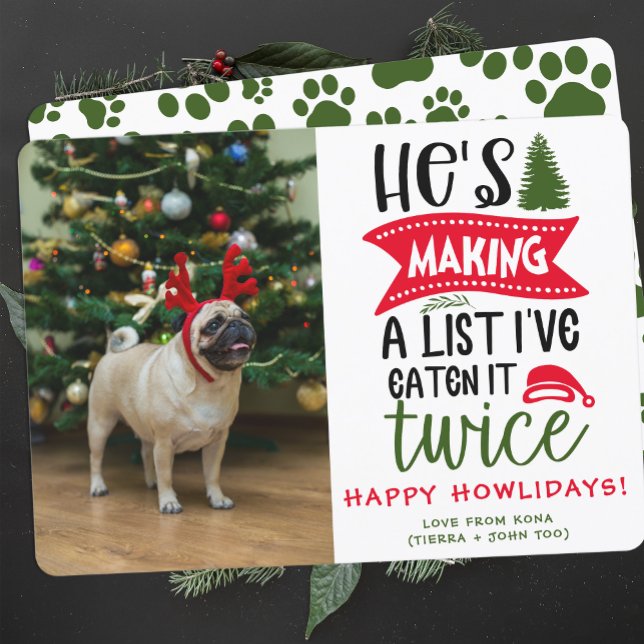 Cartes Pour Fêtes Annuelles Photo de Noël de chien personnalisée (Créateur téléchargé)