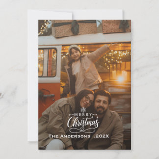 Cartes Pour Fêtes Annuelles Photo de Noël de famille minimaliste élégant moder