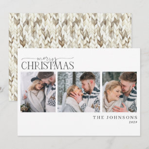 Cartes Pour Fêtes Annuelles Photo de Noël de jeunes mariés en tricot cosy