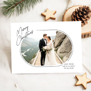 Cartes Pour Fêtes Annuelles Photo de Noël de jeunes mariés joyeux