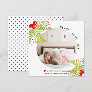 Cartes Pour Fêtes Annuelles Photo de Noël de la baie vierge rouge et verte