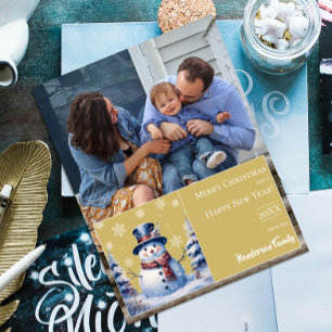 Cartes Pour Fêtes Annuelles Photo de Noël de la forêt d'hiver   Doré
