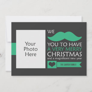 Cartes Pour Fêtes Annuelles Photo de Noël de la Moustache verte