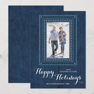 Cartes Pour Fêtes Annuelles Photo de Noël Denim
