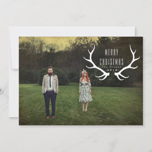 Cartes Pour Fêtes Annuelles Photo de Noël des andouillers | de hippie (Devant)