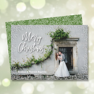 Cartes Pour Fêtes Annuelles Photo de Noël des Feuilles blancs