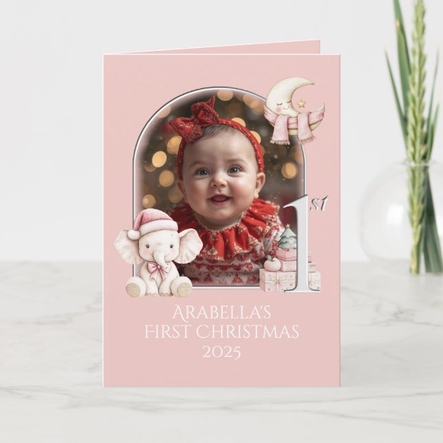Cartes Pour Fêtes Annuelles Photo de Noël des filles pour bébés** (Devant)