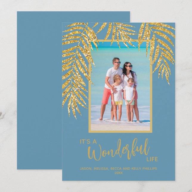 Cartes Pour Fêtes Annuelles Photo de Noël des Palmes tropicales (Devant / Derrière)