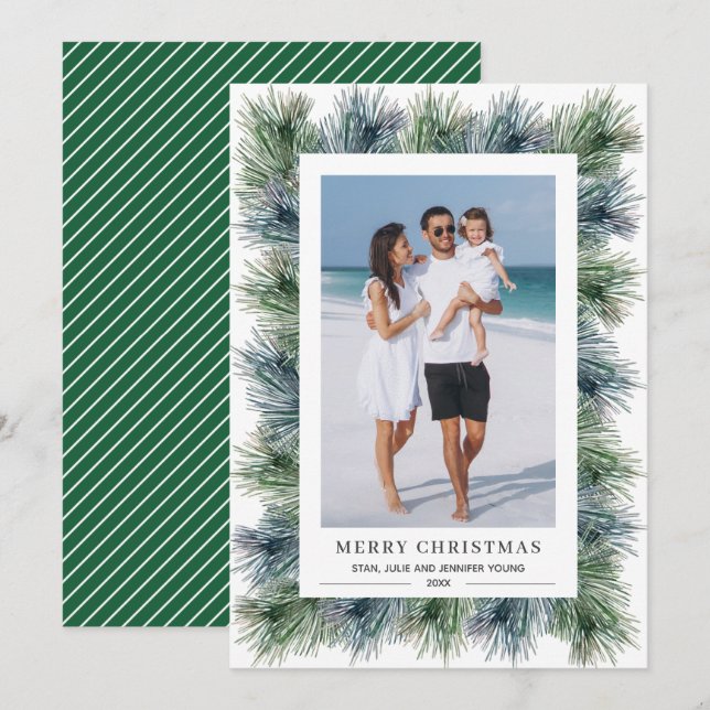 Cartes Pour Fêtes Annuelles Photo de Noël des Pins d'eau (Devant / Derrière)