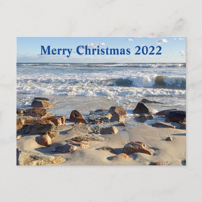 Cartes Pour Fêtes Annuelles Photo de Noël des vagues de l'océan Atlantique (Devant)