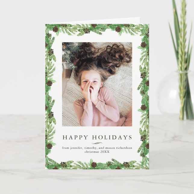 Cartes Pour Fêtes Annuelles Photo de Noël du pin | de vacances (Devant)