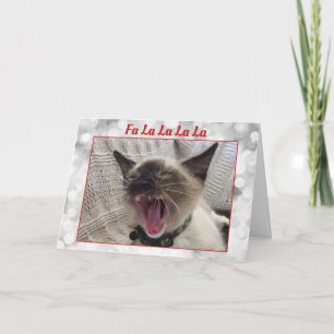 Cartes Pour Fêtes Annuelles Photo de Noël d'un chaton siamois chantant de mani