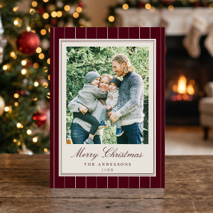 Cartes Pour Fêtes Annuelles Photo de Noël élégant Bourgogne Vieille Fortune