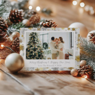 Cartes Pour Fêtes Annuelles Photo de Noël Elegant Gold et Silver Snowflake