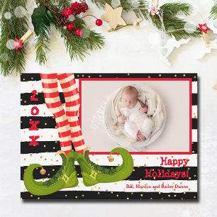 Cartes Pour Fêtes Annuelles Photo de Noël Elf Legs