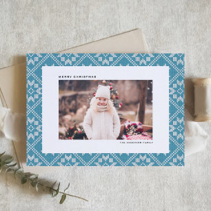 Cartes Pour Fêtes Annuelles Photo de Noël en tricot traditionnel bleu Fair Isl
