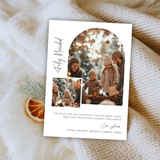 Cartes Pour Fêtes Annuelles Photo de Noël espagnole Feliz Navidad Arch (Créateur téléchargé)