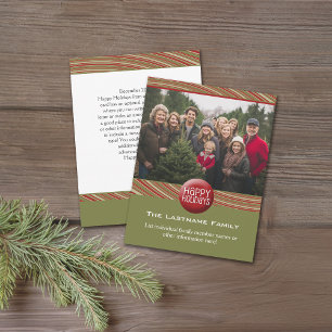 Cartes Pour Fêtes Annuelles Photo de Noël et lettre - rouge rétro vert