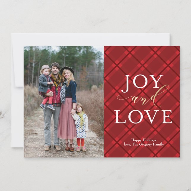 Cartes Pour Fêtes Annuelles Photo de Noël Faux Foil Parfaitement Plaid (Devant)