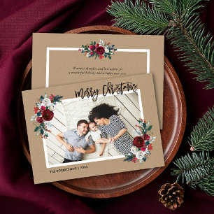 Cartes Pour Fêtes Annuelles Photo de Noël florale de vacances   Salutation à l