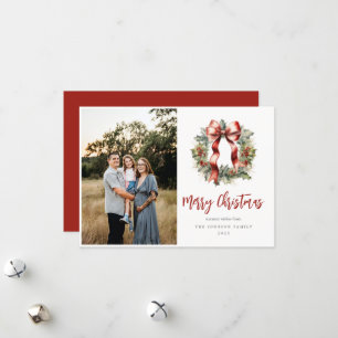 Cartes Pour Fêtes Annuelles Photo de Noël Holly Wreath