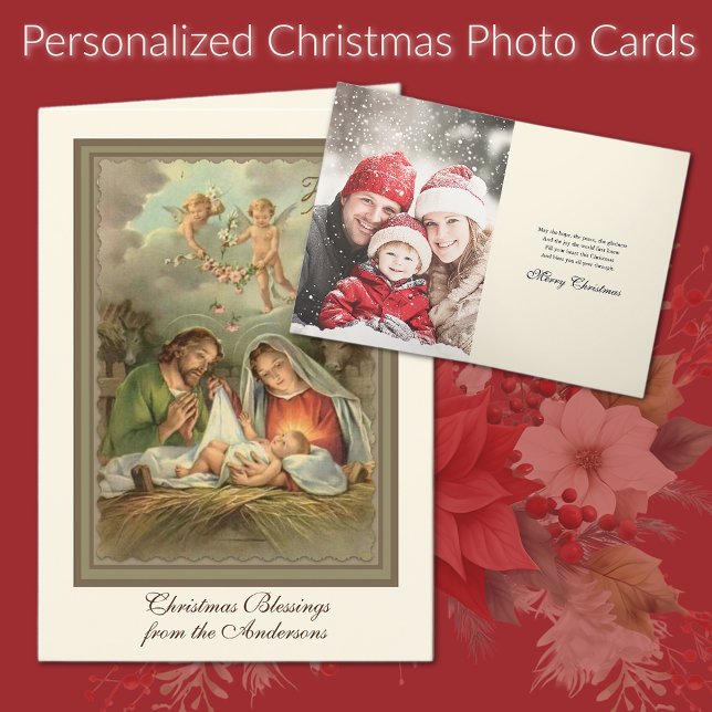Cartes Pour Fêtes Annuelles Photo de Noël Jésus Vierge Marie St Joseph (Créateur téléchargé)