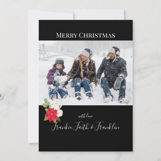 Cartes Pour Fêtes Annuelles Photo de Noël Joyeux à deux faces (Dos)