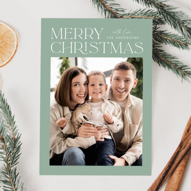 Cartes Pour Fêtes Annuelles Photo de Noël Joyeux de menthe moderne (Créateur téléchargé)