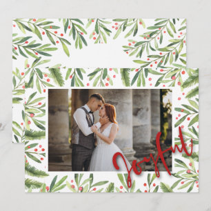 Cartes Pour Fêtes Annuelles Photo de Noël joyeux Holly et Berries