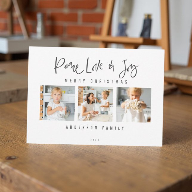 Cartes Pour Fêtes Annuelles Photo de Noël Joyeux Noël Paix Amour & Joie (Créateur téléchargé)