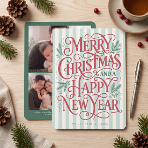 Cartes Pour Fêtes Annuelles Photo de Noël joyeux rayé vintage