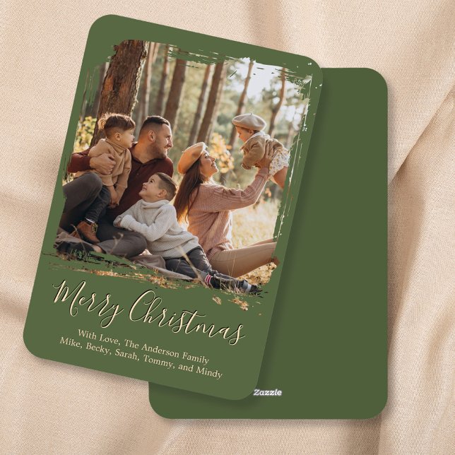 Cartes Pour Fêtes Annuelles Photo de Noël Joyeux Vert (Merry Christmas Photo card with green background.)