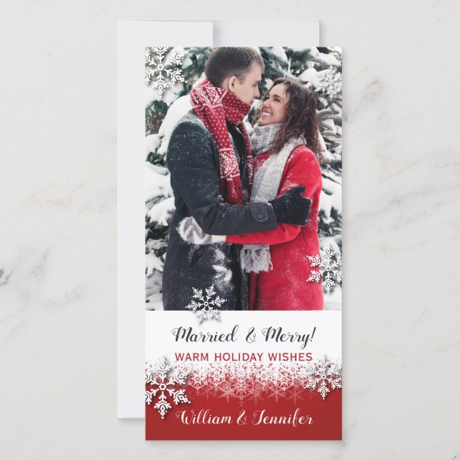 Cartes Pour Fêtes Annuelles Photo de Noël juste mariée (Devant)