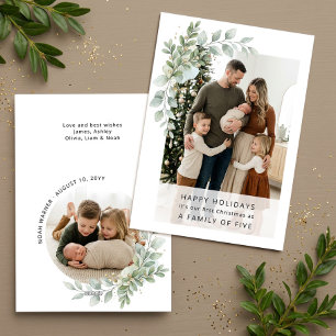 Cartes Pour Fêtes Annuelles Photo de Noël minimaliste d'une famille de cinq pe